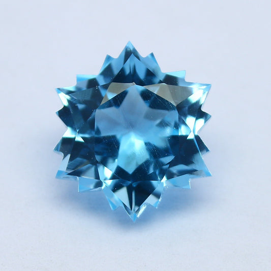 Natural Swiss Blue Topaz 8.95 Carat 13.2x13.2 MM Mega Star Cut Faceted Gemstone