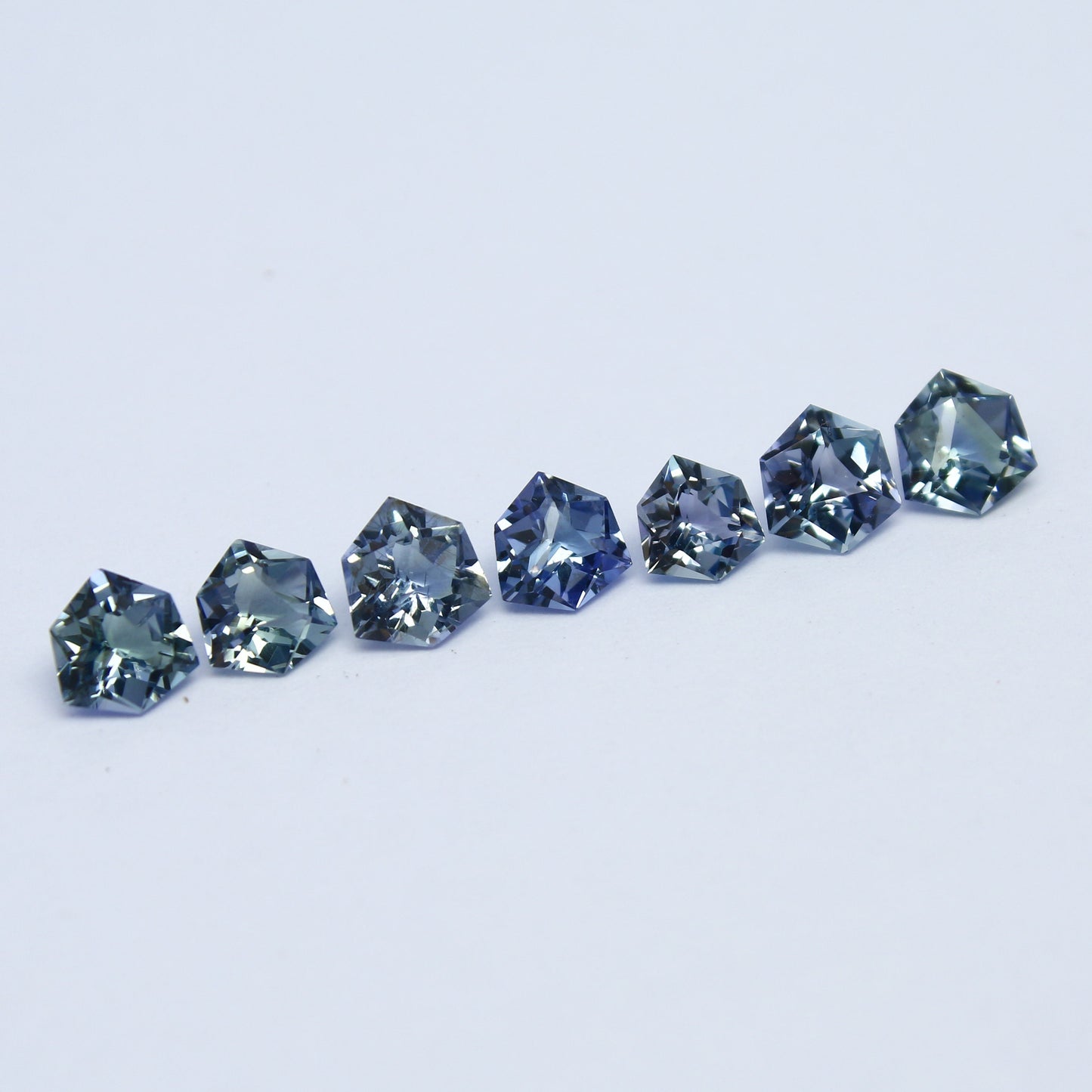 Natural Bi-Color Tanzanite Lot 2.40 Carat Mix Size Fancy Shape Faceted Gemstone 7 Piece Lot