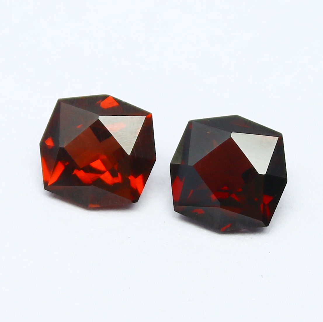 Natural Garnet Lot 1.91 Carat 6x6 MM Fancy Shape Faceted Gemstone 2 Piece Lot