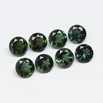 Natural Green Tourmaline Lot 3.75 Carat 5x5 MM Round Shape Faceted Gemstone 8 Piece Lot