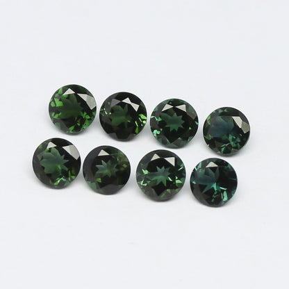 Natural Green Tourmaline Lot 3.75 Carat 5x5 MM Round Shape Faceted Gemstone 8 Piece Lot