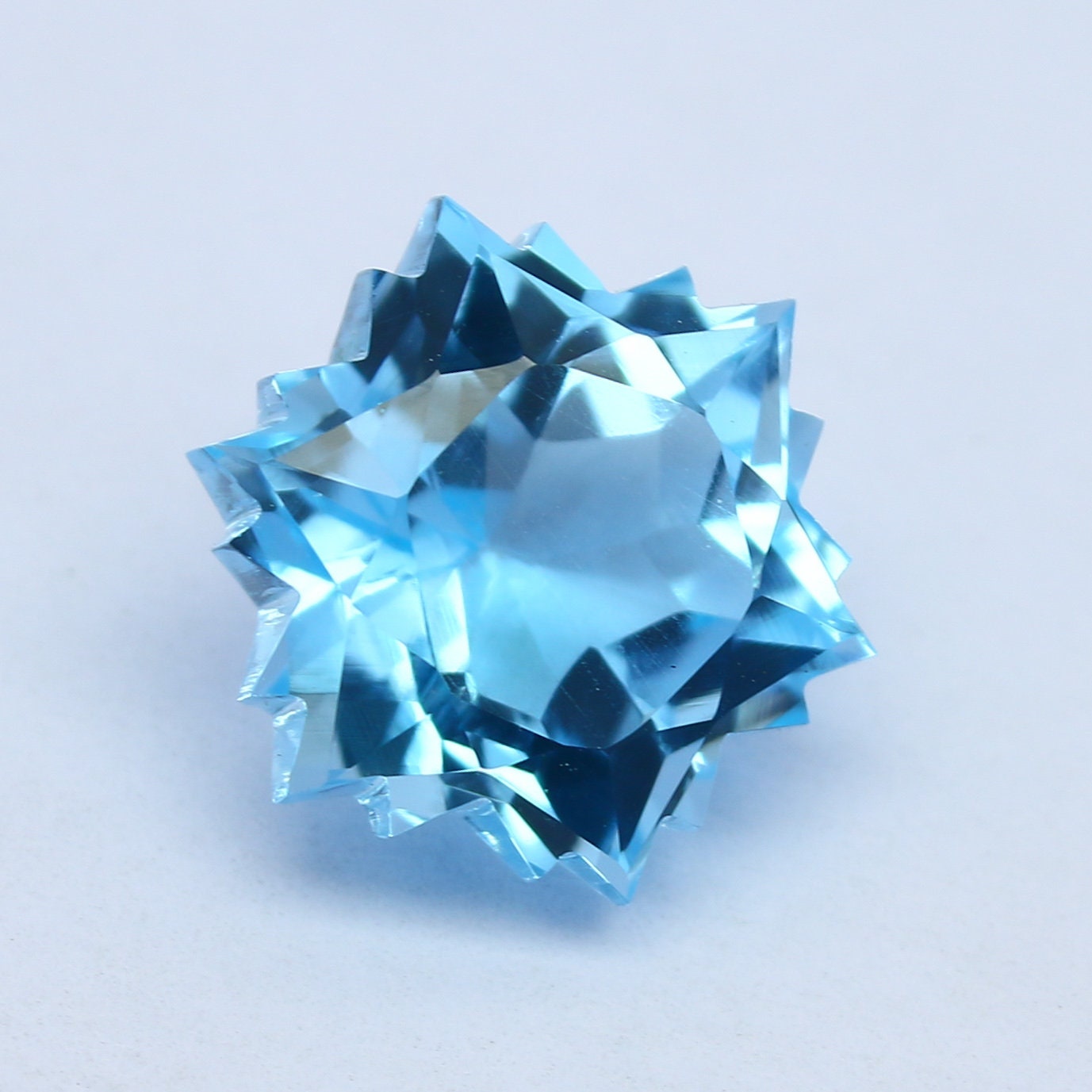 Natural Swiss Blue Topaz 8.95 Carat 13.2x13.2 MM Mega Star Cut Faceted Gemstone