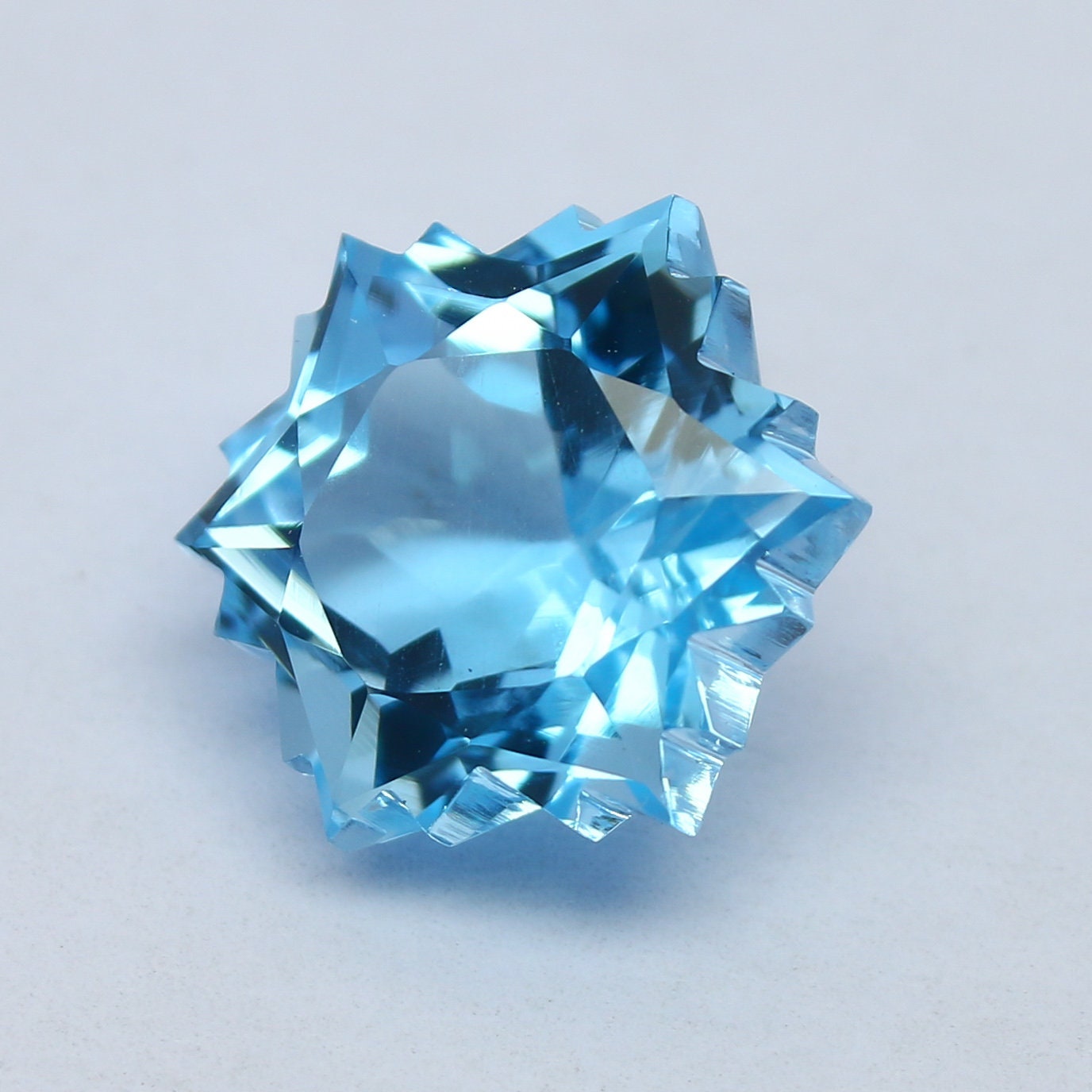 Natural Swiss Blue Topaz 8.95 Carat 13.2x13.2 MM Mega Star Cut Faceted Gemstone