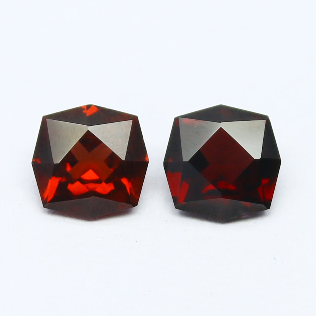 Natural Garnet Lot 1.91 Carat 6x6 MM Fancy Shape Faceted Gemstone 2 Piece Lot