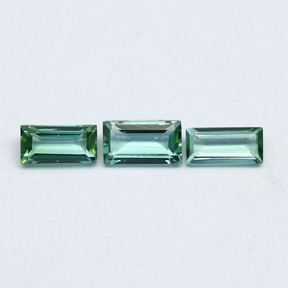 Natural Indicolite Tourmaline Lot 1.94 Carat 7x4 mm Baguette Shape Faceted Gemstone 3 Piece Lot