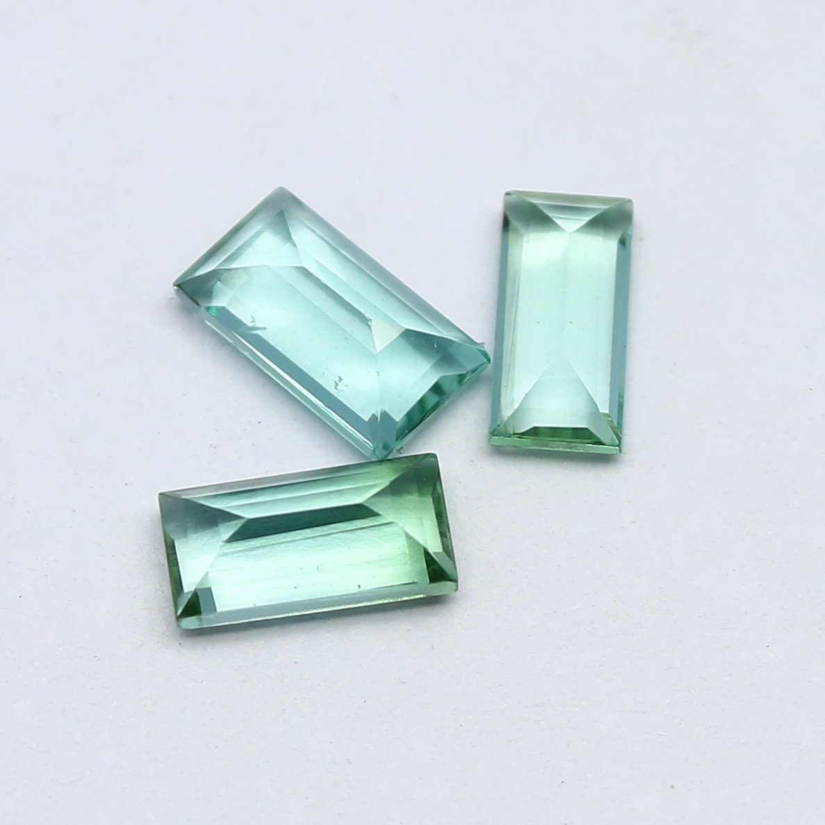 Natural Indicolite Tourmaline Lot 1.94 Carat 7x4 mm Baguette Shape Faceted Gemstone 3 Piece Lot