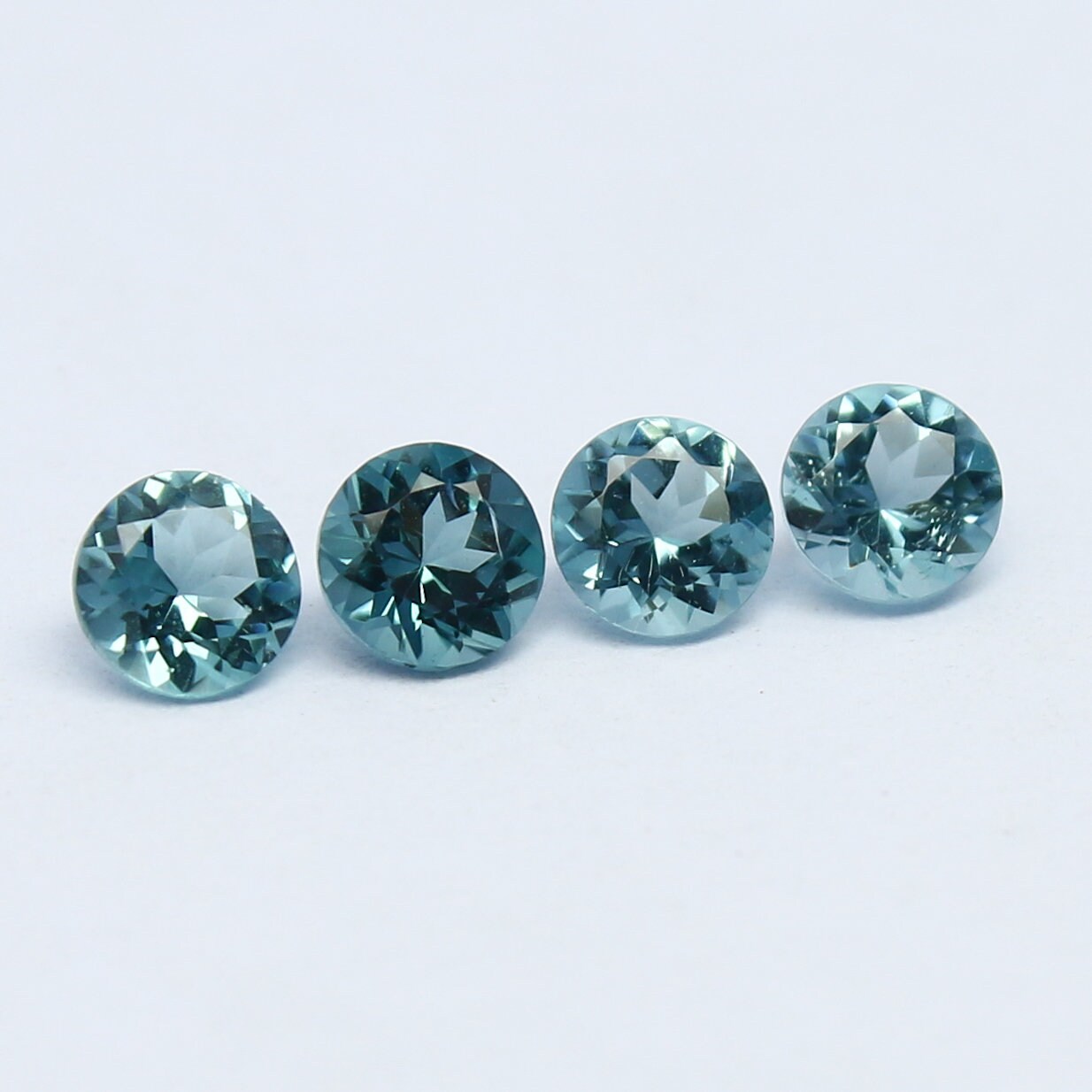 Natural Indicolite Tourmaline Lot 0.64 Carat 3.5x3.5 mm Round Faceted 4 Piece Lot