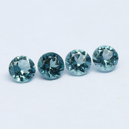 Natural Indicolite Tourmaline Lot 0.64 Carat 3.5x3.5 mm Round Faceted 4 Piece Lot