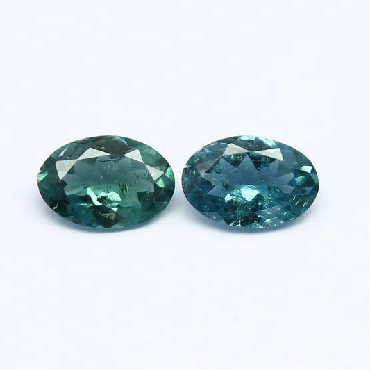 Natural Indicolite Tourmaline Lot 0.76 Carat 6x4 MM Oval Shape Faceted Gemstone 2 Piece Lot