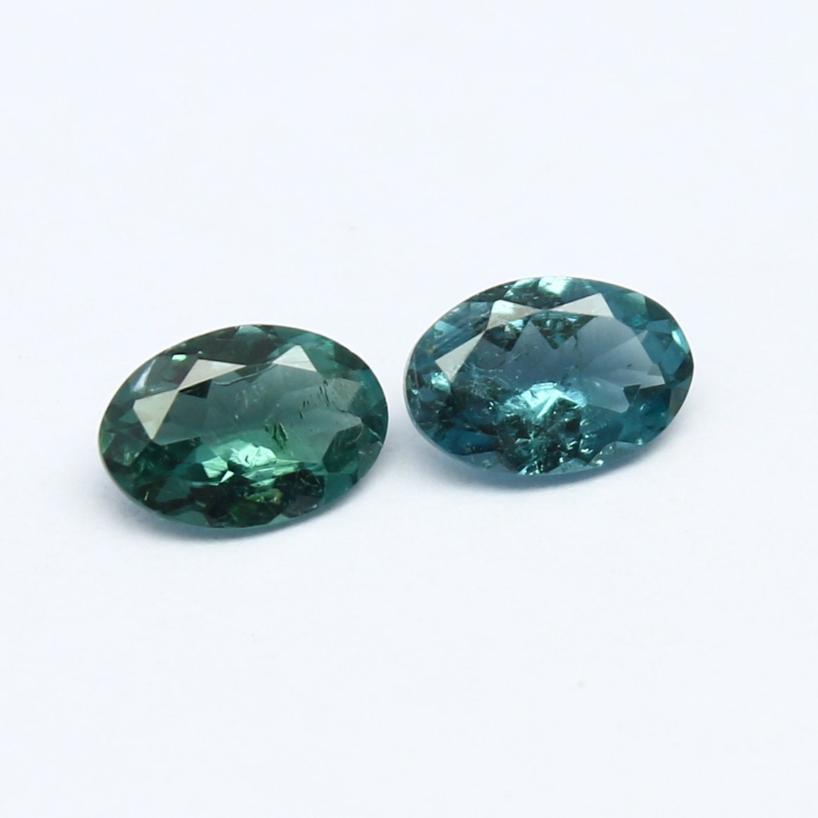 Natural Indicolite Tourmaline Lot 0.76 Carat 6x4 MM Oval Shape Faceted Gemstone 2 Piece Lot