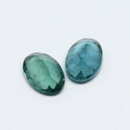 Natural Indicolite Tourmaline Lot 0.76 Carat 6x4 MM Oval Shape Faceted Gemstone 2 Piece Lot