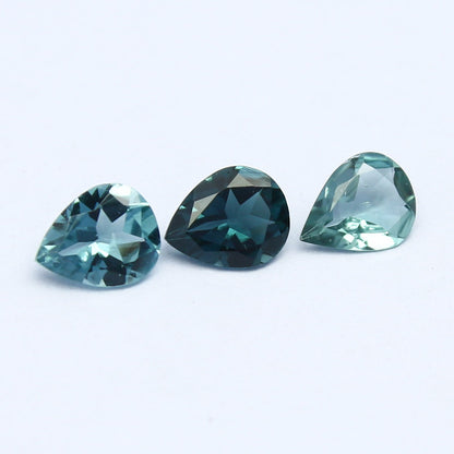 Natural Indicolite Tourmaline Lot 0.81 Carat 4x5 MM Pear Shape Faceted Gemstone 3 Piece Lot