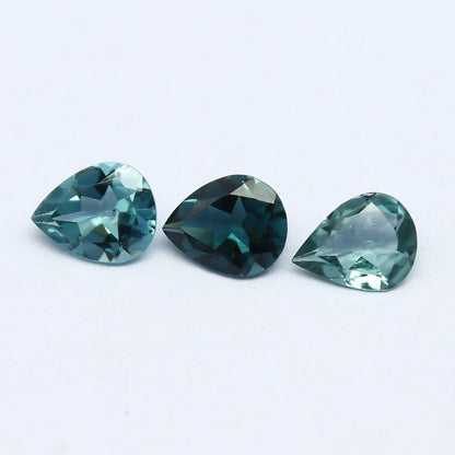 Natural Indicolite Tourmaline Lot 0.81 Carat 4x5 MM Pear Shape Faceted Gemstone 3 Piece Lot