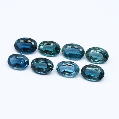 Natural Indicolite Tourmaline Lot 3.62 Carat 6x4 MM Oval Shape Step-Cut (Emerald Cut) Faceted Gemstone 8 Piece Lot