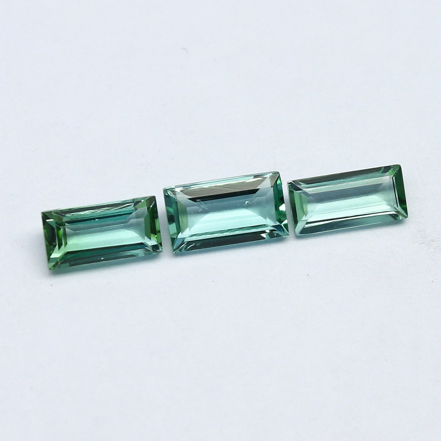 Natural Indicolite Tourmaline Lot 1.94 Carat 7x4 mm Baguette Shape Faceted Gemstone 3 Piece Lot