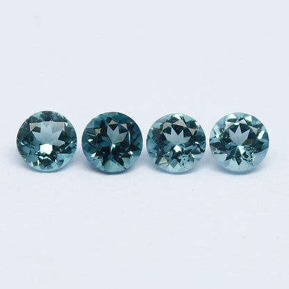 Natural Indicolite Tourmaline Lot 0.64 Carat 3.5x3.5 mm Round Faceted 4 Piece Lot