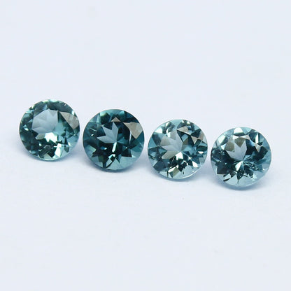 Natural Indicolite Tourmaline Lot 0.64 Carat 3.5x3.5 mm Round Faceted 4 Piece Lot