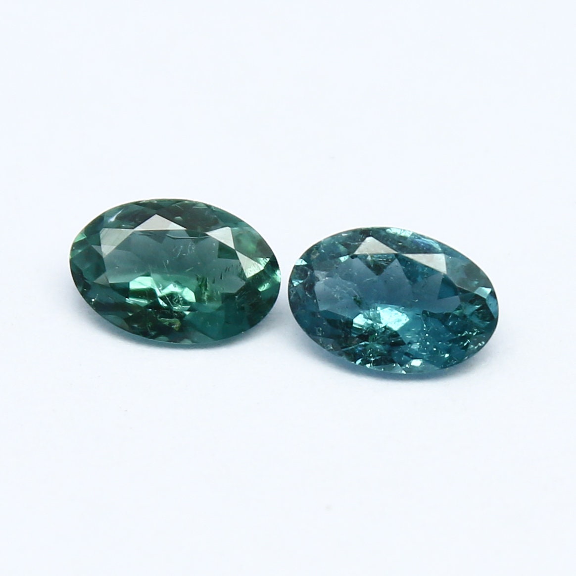 Natural Indicolite Tourmaline Lot 0.76 Carat 6x4 MM Oval Shape Faceted Gemstone 2 Piece Lot