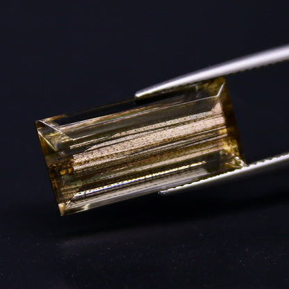 Natural Rare Gold Sheen Scapolite 11.76 Carat 21.1x9.8 MM Baguette Shape Faceted Gemstone