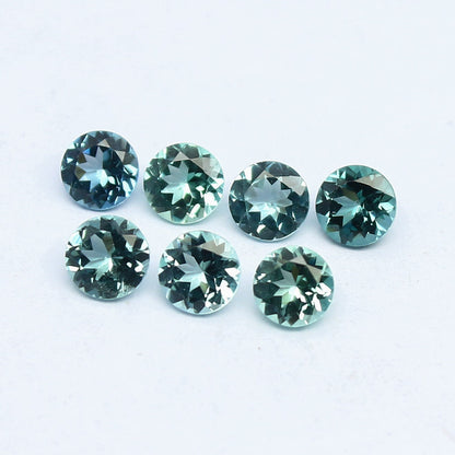 Natural Indicolite Tourmaline Lot 1.71 Carat 4x4 MM Round Shape Faceted Gemstone 7 Piece Lot