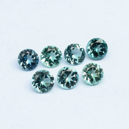 Natural Indicolite Tourmaline Lot 1.71 Carat 4x4 MM Round Shape Faceted Gemstone 7 Piece Lot