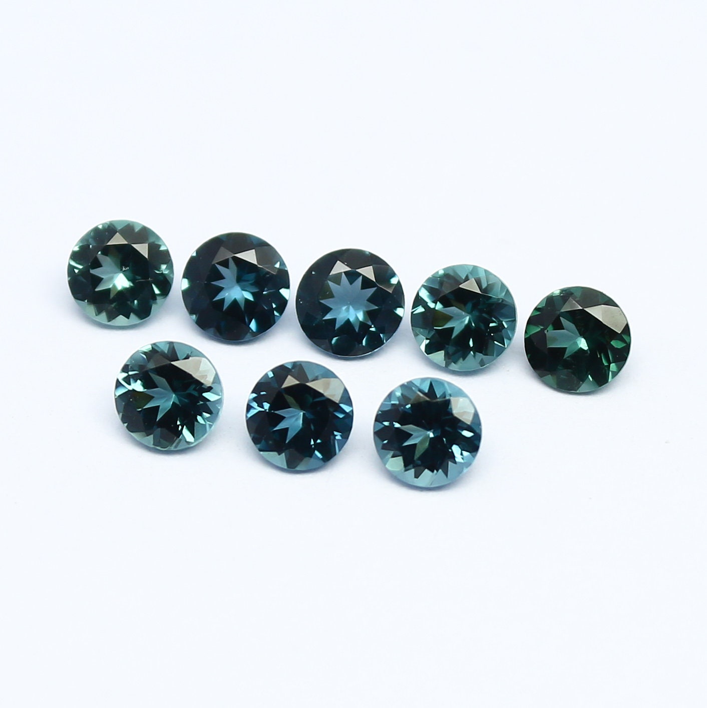 Natural Indicolite Tourmaline Lot 2.02 Carat 4x4 MM Round Shape Faceted Gemstone 8 Piece Lot