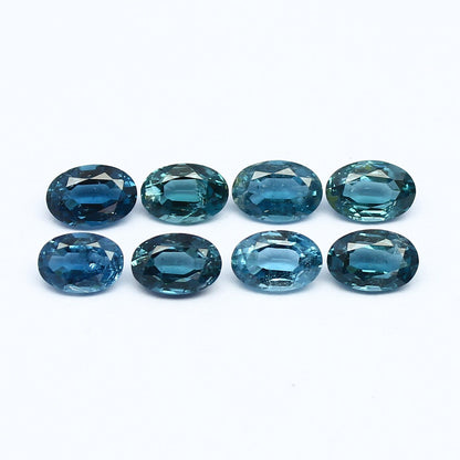 Natural Indicolite Tourmaline Lot 3.62 Carat 6x4 MM Oval Shape Step-Cut (Emerald Cut) Faceted Gemstone 8 Piece Lot